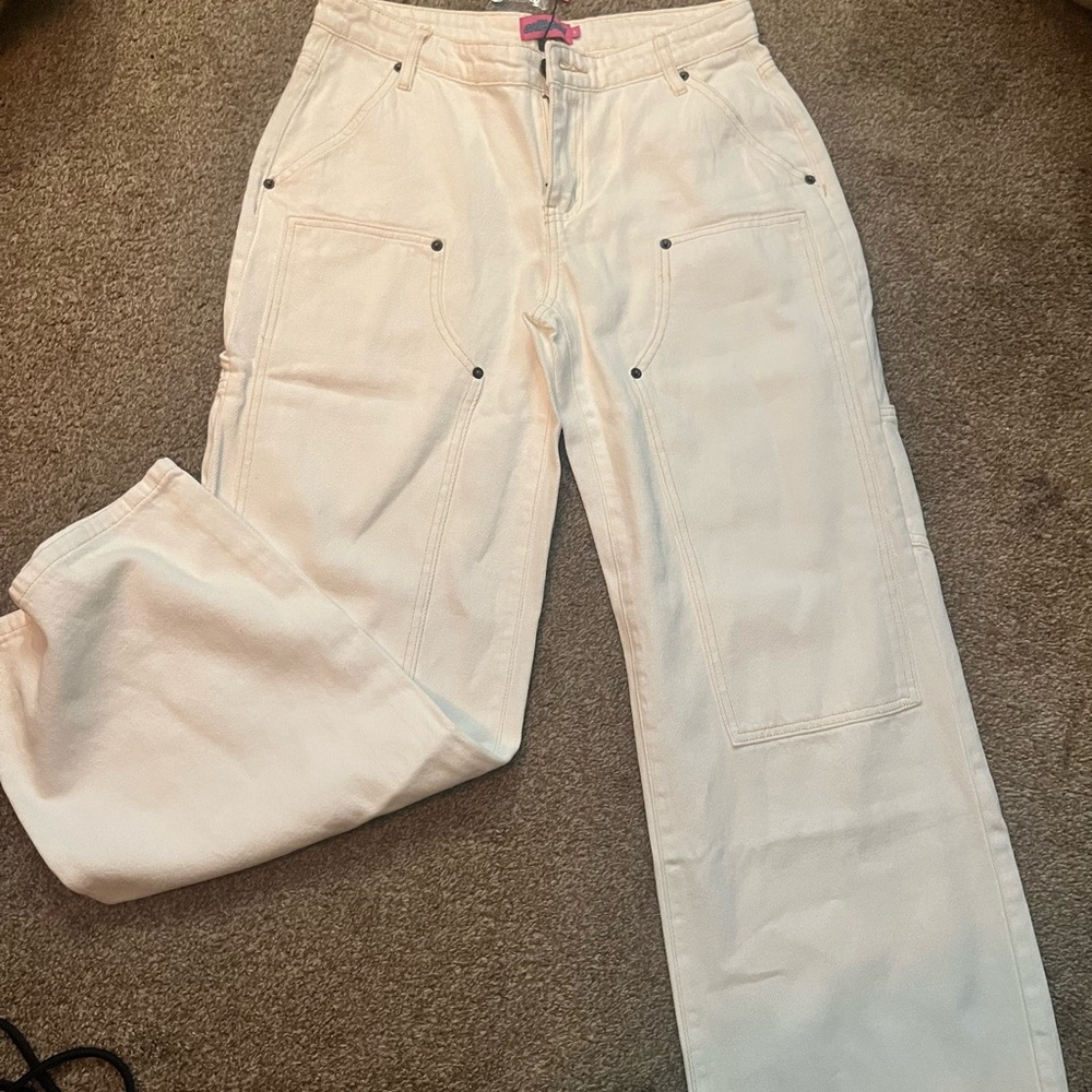 Edikted White Wide Leg Pants